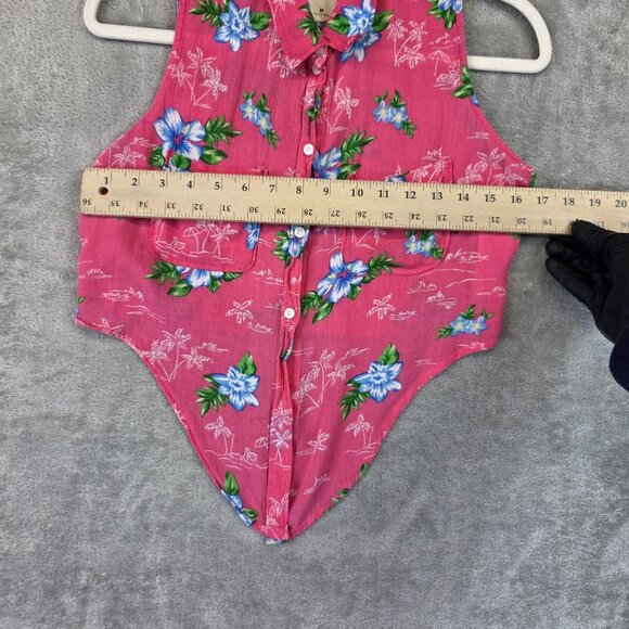 Hollister Shirt Womens Medium Floral Sleeveless Button Up Hawaiian Summer Top - Picture 4 of 7